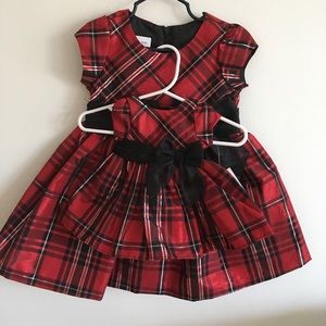 Plaid dress with matching doll dress